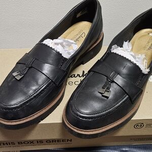 Clarks Black Leather Women's Loafers